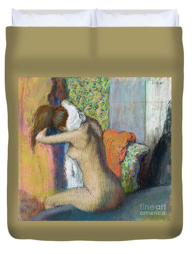 1898 Duvet Cover featuring the painting After The Bath, 1898 by Edgar Degas