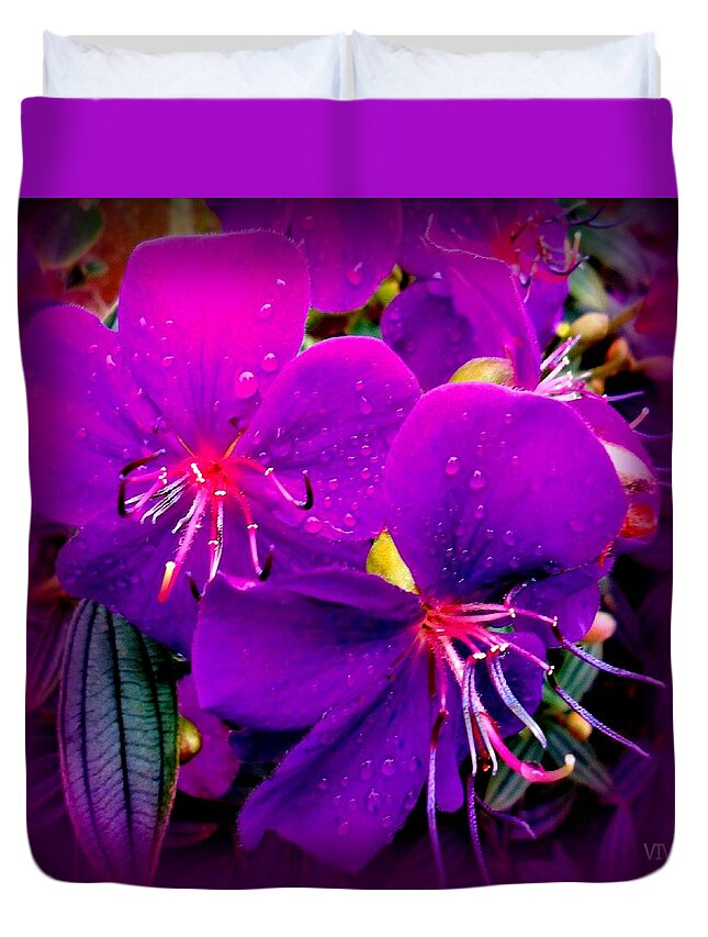 Raindrops Duvet Cover featuring the photograph After The Rain - for Janet Marie by VIVA Anderson