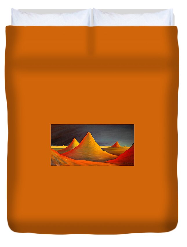 Orange Duvet Cover featuring the painting After the Rain by Franci Hepburn
