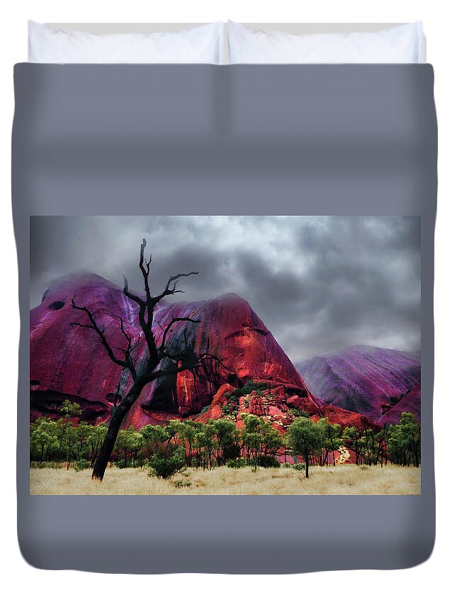 Raw And Untouched Northern Territory Series By Lexa Harpell Duvet Cover featuring the photograph After the Rain - Uluru, Central Australia by Lexa Harpell
