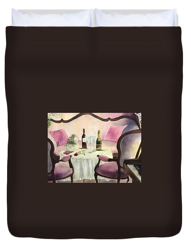 Champagne Duvet Cover featuring the painting Afternoon Delight by Juliette Becker