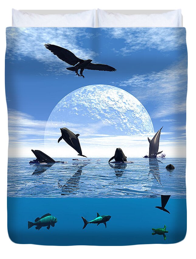 Bryce Duvet Cover featuring the digital art Afternoon frolic by Claude McCoy