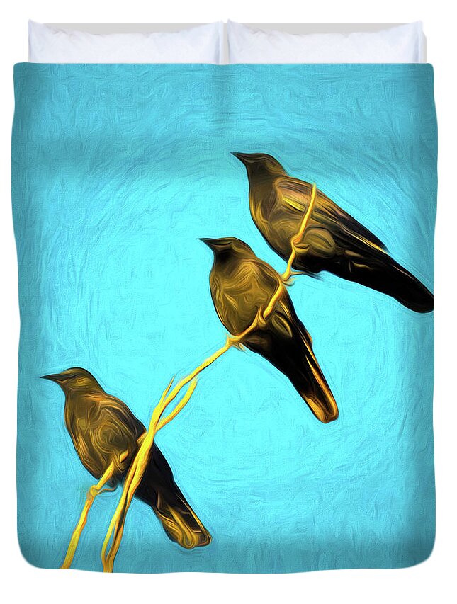 Three Crows Duvet Cover featuring the photograph Afternoon in the Sun by Rebecca Herranen