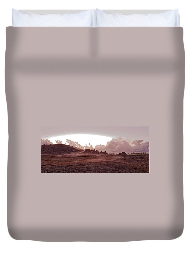 Lava Landscape Duvet Cover featuring the photograph Ahu'aila'au at Dawn by Heidi Fickinger