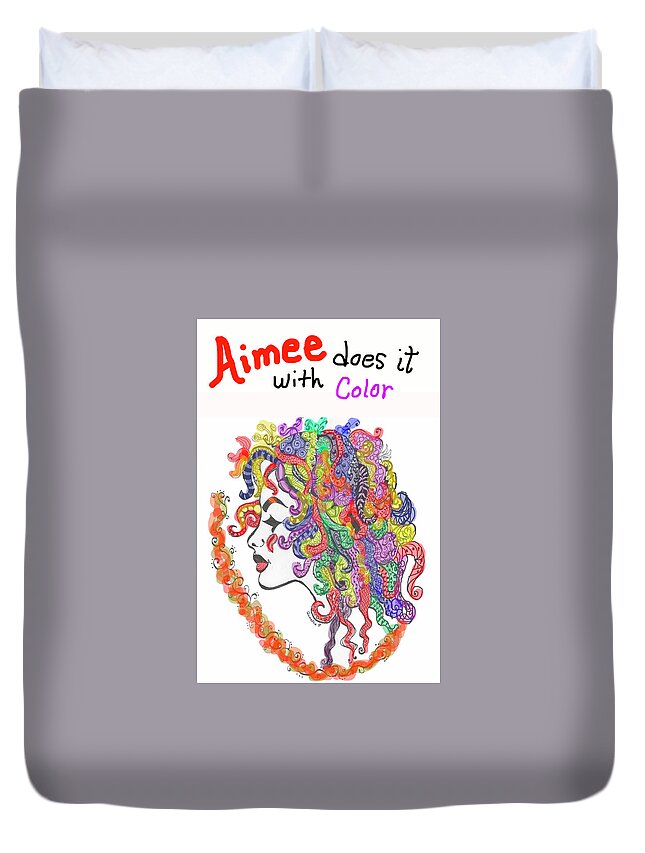 Aimee Duvet Cover featuring the drawing Aimee by Quwatha Valentine