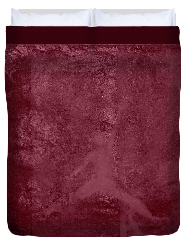 Michael Jordan Duvet Cover featuring the painting Air Jordan Abstract 1w by Brian Reaves