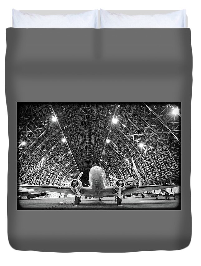 Airplane Duvet Cover featuring the photograph Airplane in Tilllamook by Mike Bergen