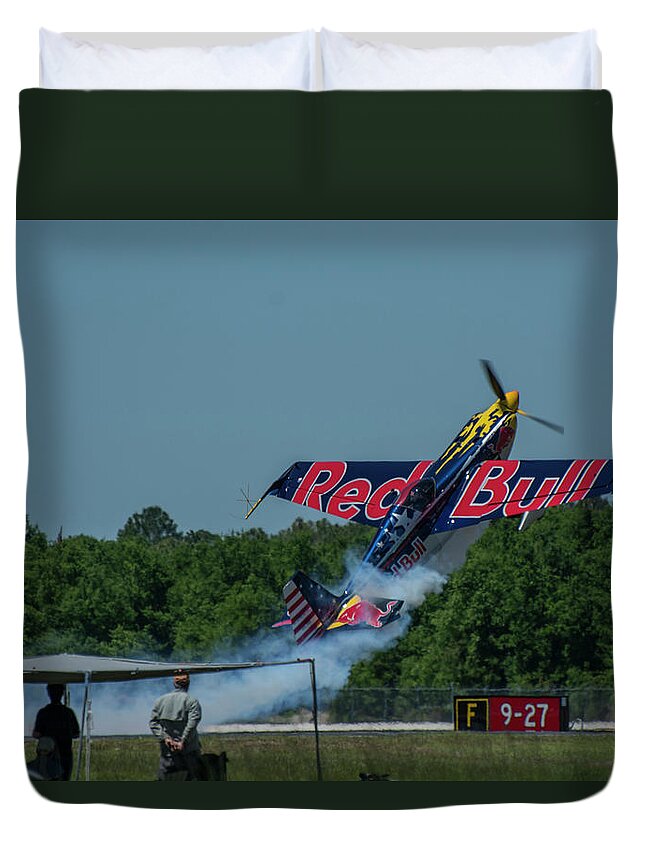 Airplane Duvet Cover featuring the photograph Airplane Takeoff by Carolyn Hutchins