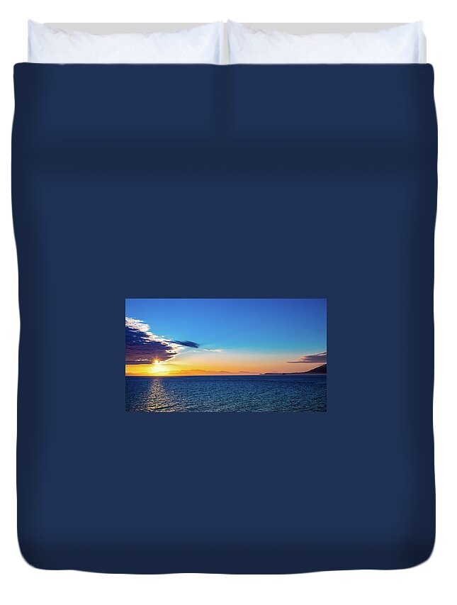 Alaska Duvet Cover featuring the digital art Alaska Inside Passage Sunset III by SnapHappy Photos