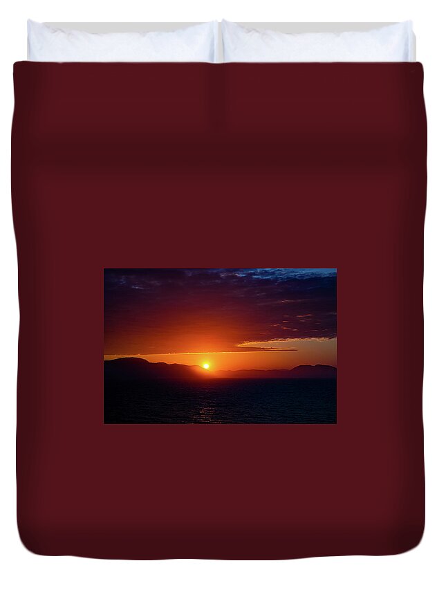 Alaska Duvet Cover featuring the digital art Alaska Inside Passage Sunset IV by SnapHappy Photos