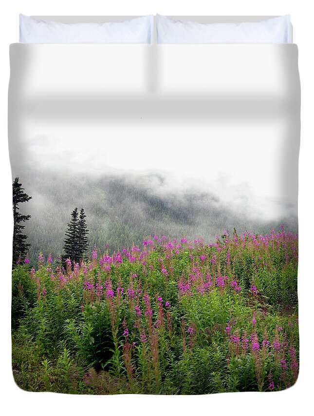 Alaska Duvet Cover featuring the photograph Alaska Mountain Wildflowers by Karen Zuk Rosenblatt