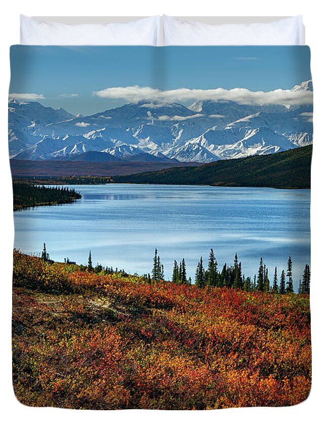 Alaska Duvet Cover featuring the photograph Alaska - Wonder lake in Denali national park by Olivier Parent