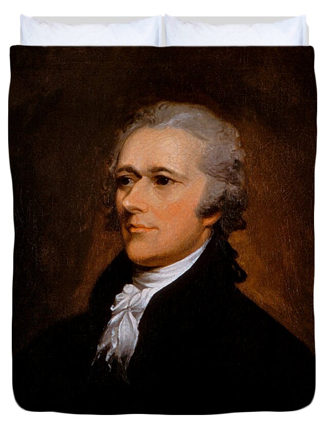 Alexander Hamilton Duvet Cover featuring the painting Alexander Hamilton by War Is Hell Store