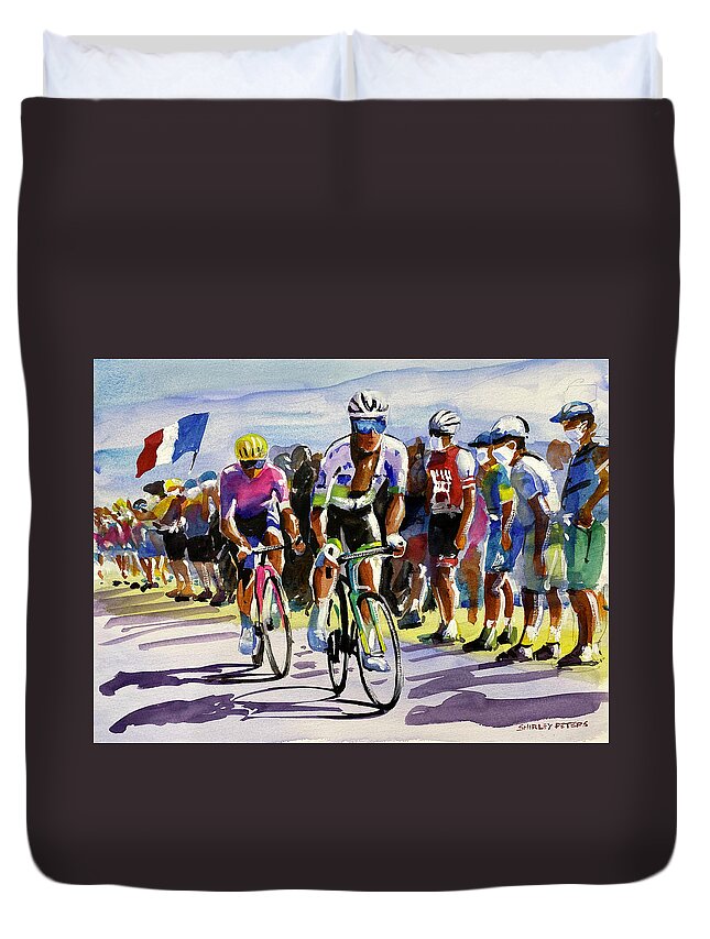 Letour Duvet Cover featuring the painting Alexey Lutsenko Working The Stage6-sm by Shirley Peters