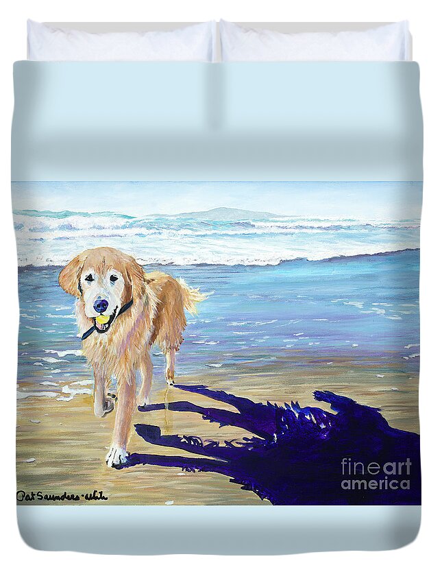 Golden Retriever Duvet Cover featuring the painting Ali by Pat Saunders-White