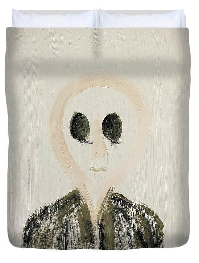  Duvet Cover featuring the painting Alien Visitor by David McCready
