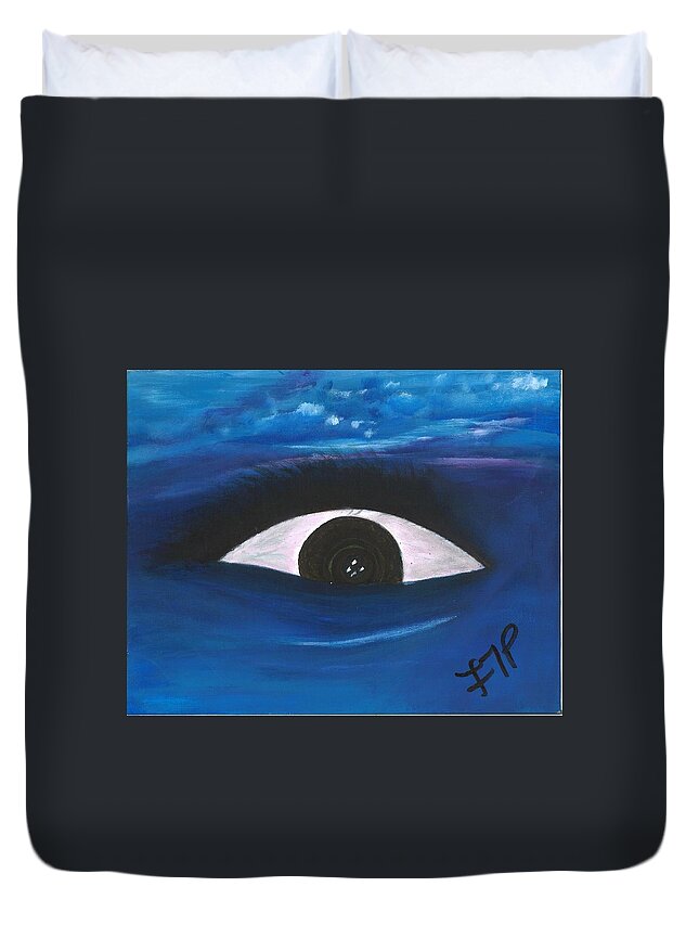 Eye Duvet Cover featuring the painting All About Emotions by Esoteric Gardens KN