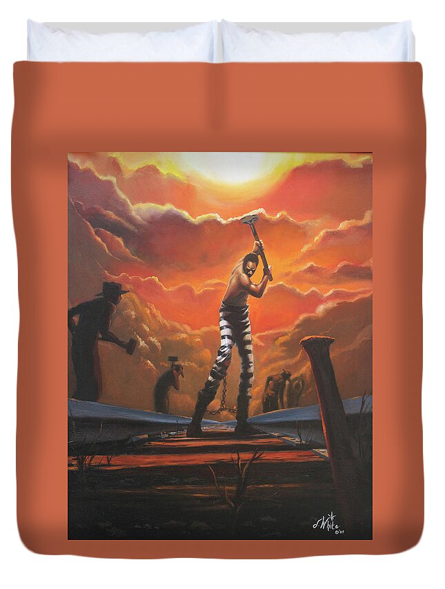 Chain Duvet Cover featuring the painting All Day Long by Jerome White