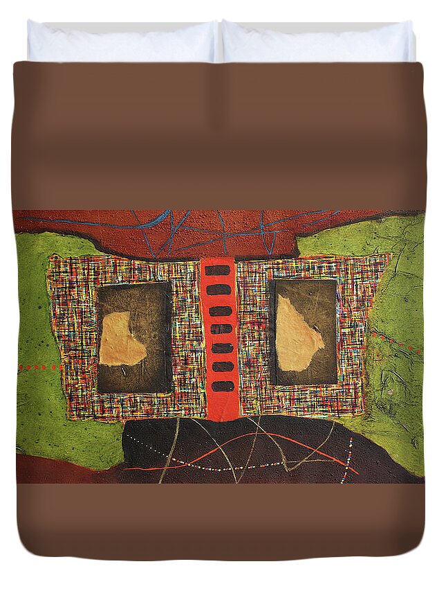 African Art Duvet Cover featuring the painting All The Boxes Checked by Michael Nene