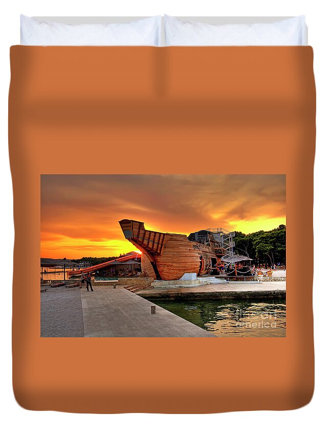 Boats Duvet Cover featuring the photograph Almost a Galleon - Sebenico Croatia by Paolo Signorini