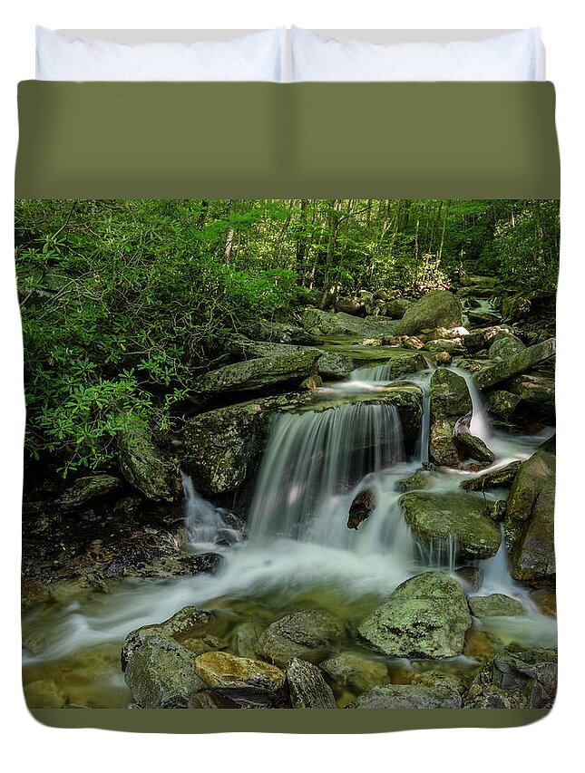 Blue Ridge Mountains Duvet Cover featuring the photograph Along the Creek by Melissa Southern