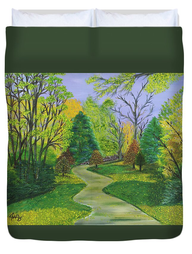 Acrylic Painting Duvet Cover featuring the painting Along The Shunga Trail Too by The GYPSY and Mad Hatter