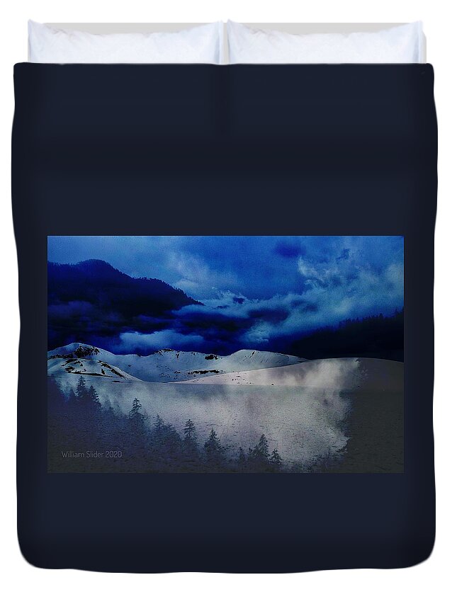 Alpine Duvet Cover featuring the photograph Alpine Winter Storm by William Slider