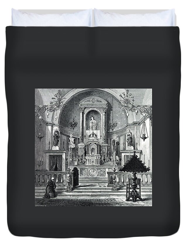 Altarو Churchو St.john Duvet Cover featuring the photograph Altar of St.John Church in Ain Karim by Munir Alawi