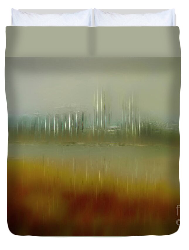 Bridges Duvet Cover featuring the mixed media Altered Reality 28A - Sidney Lanier Bridge Abstract Art by DB Hayes