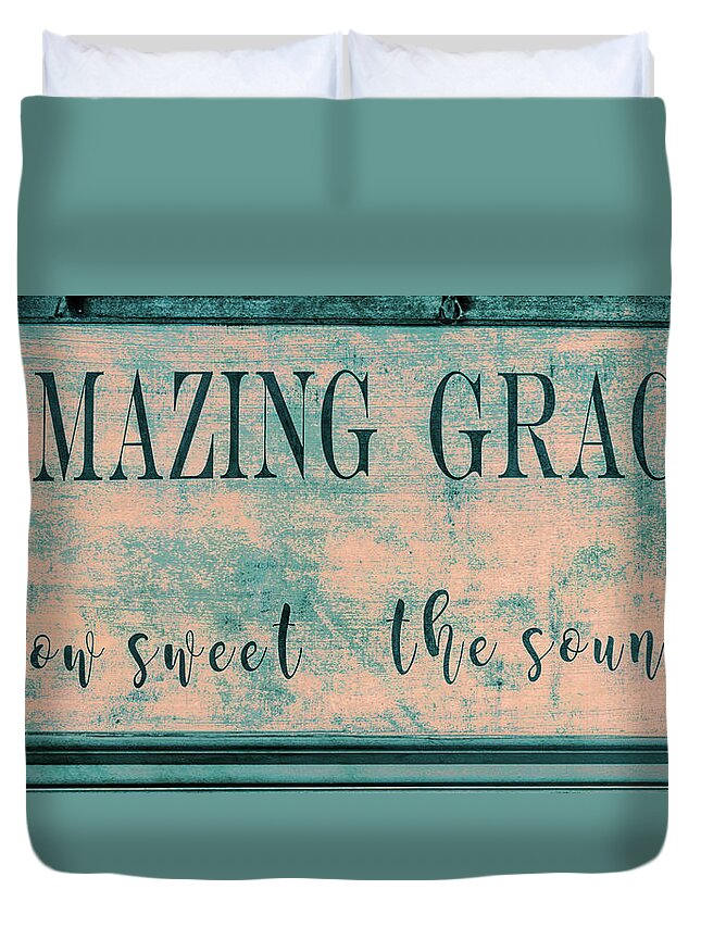 Amazing Grace Duvet Cover featuring the photograph Amazing Grace, Blue Tones Version by Marcy Wielfaert
