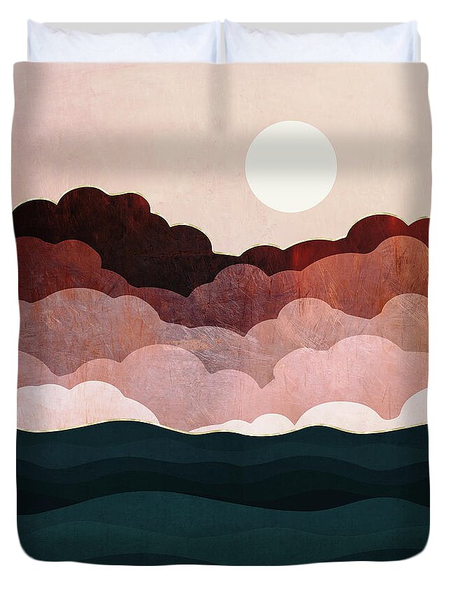 Amber Duvet Cover featuring the digital art Amber Clouds by Spacefrog Designs
