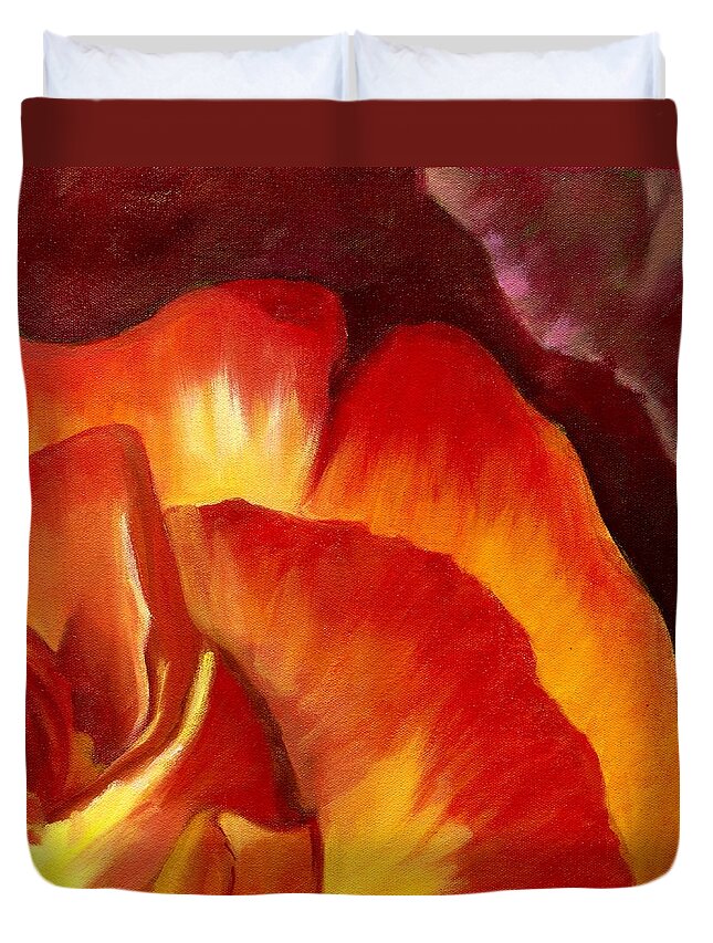 Glowing Duvet Cover featuring the painting Ambers Glow by Juliette Becker