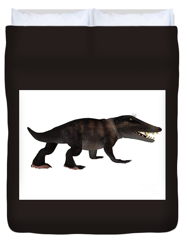 Ambulocetus Duvet Cover featuring the digital art Ambulocetus Walking Whale by Corey Ford