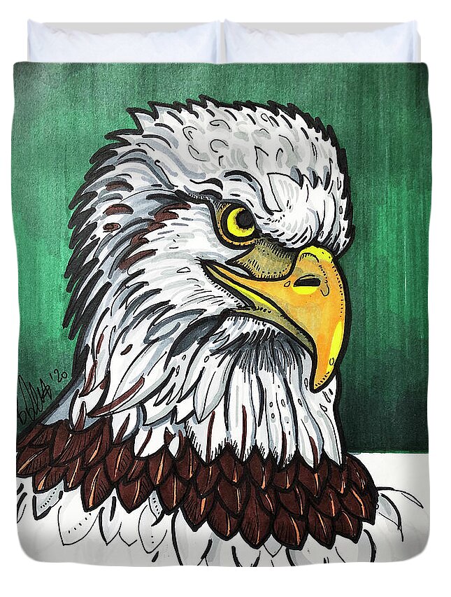 American Bald Eagle Duvet Cover featuring the drawing American Bald Eagle by Creative Spirit