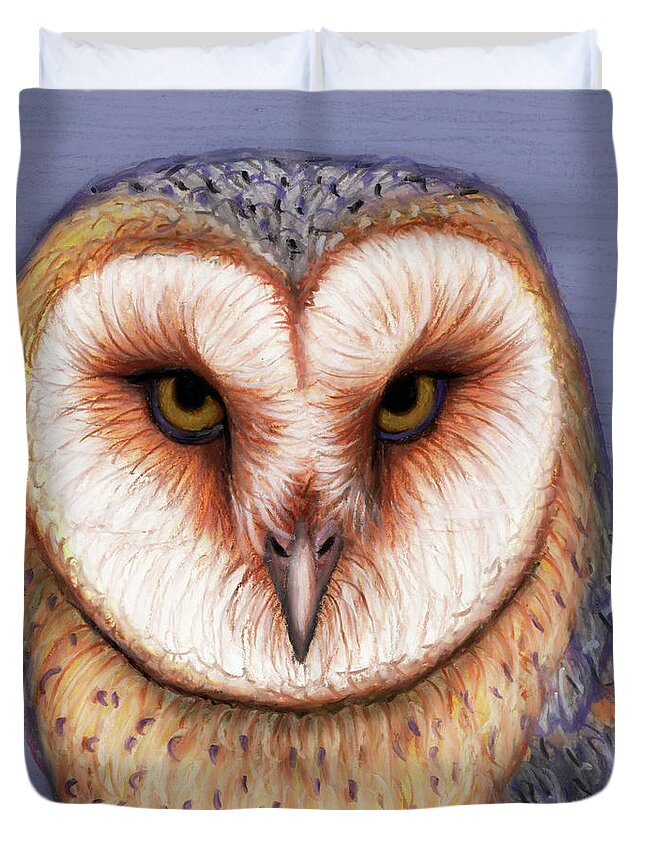 Barn Owl Duvet Cover featuring the painting American Barn Owl by Amy E Fraser