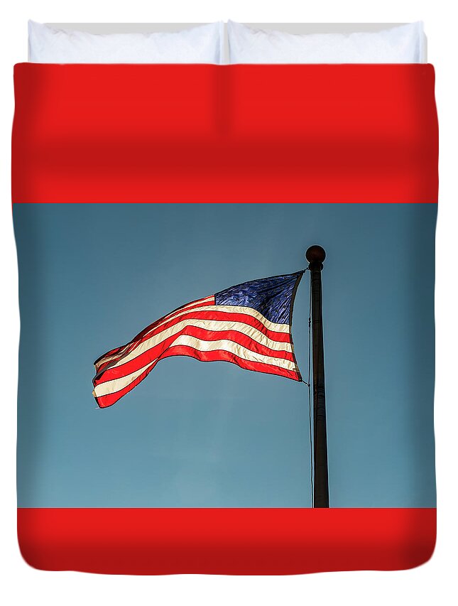 American Flag Duvet Cover featuring the photograph American Flag 5 by Amelia Pearn