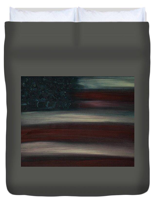 American Flag Duvet Cover featuring the painting American Flag Oil Painting by Amelia Pearn