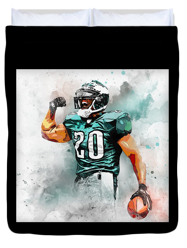 Sport Duvet Cover featuring the painting American Football 02 by Miki De Goodaboom