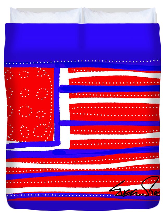 American Duvet Cover featuring the digital art Americana Patriot by Susan Fielder