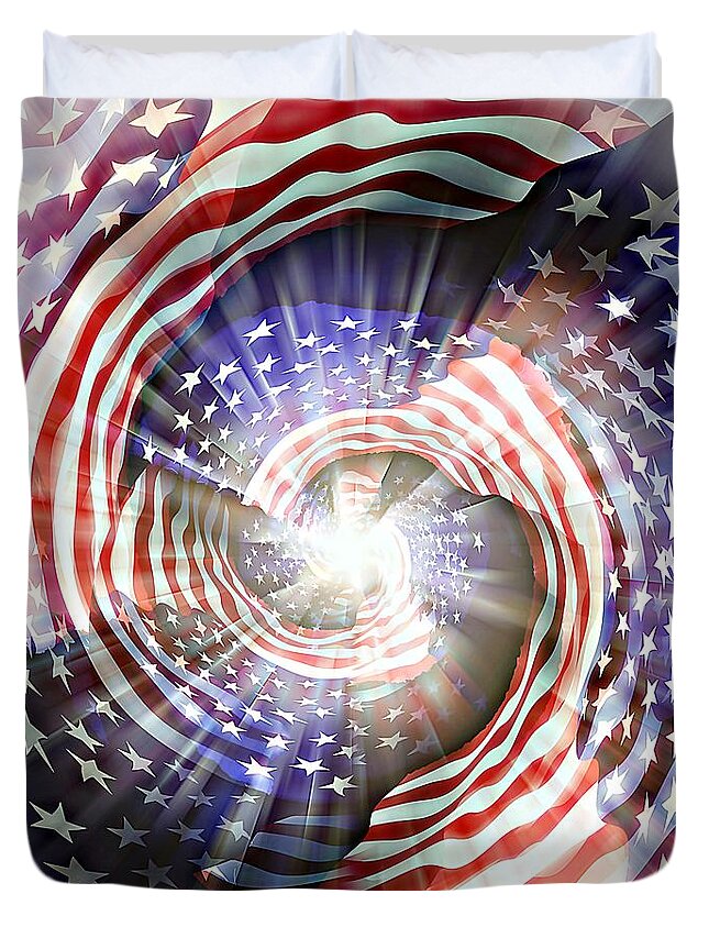 Sun Duvet Cover featuring the digital art America's Spiral by David Manlove