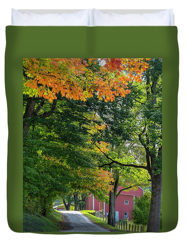 Amish Duvet Cover featuring the photograph Amish Country Road by Roberta Kayne