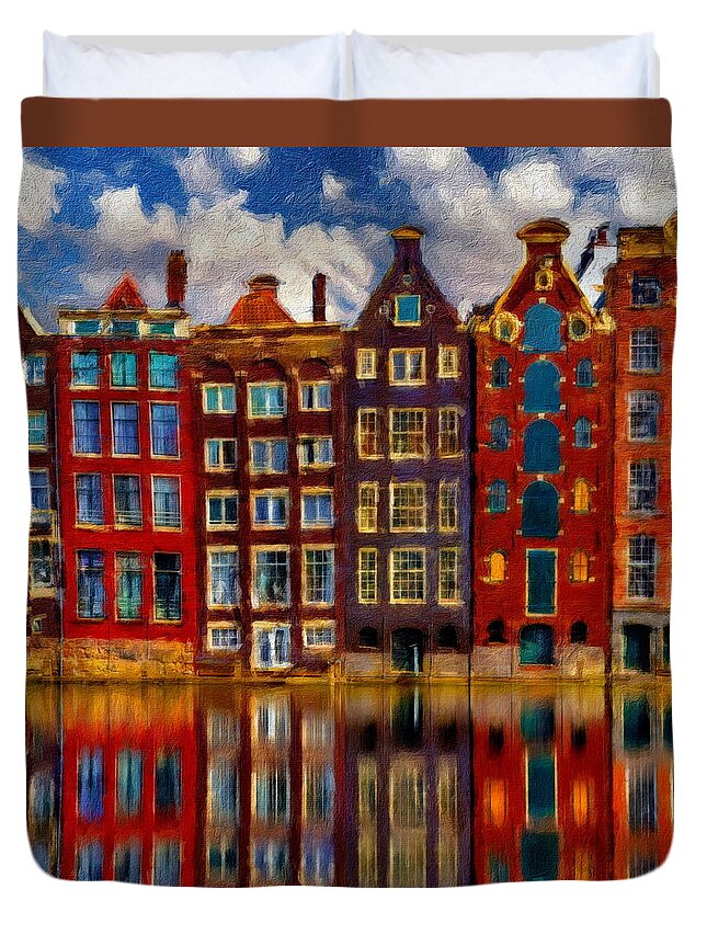 Amsterdam Duvet Cover featuring the digital art Amsterdam Reflections by Russ Harris