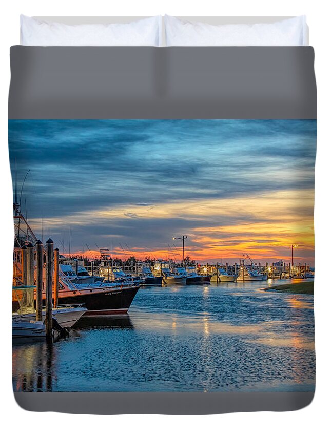 Harbor Duvet Cover featuring the photograph An Evening at Rock Harbor by Rod Best