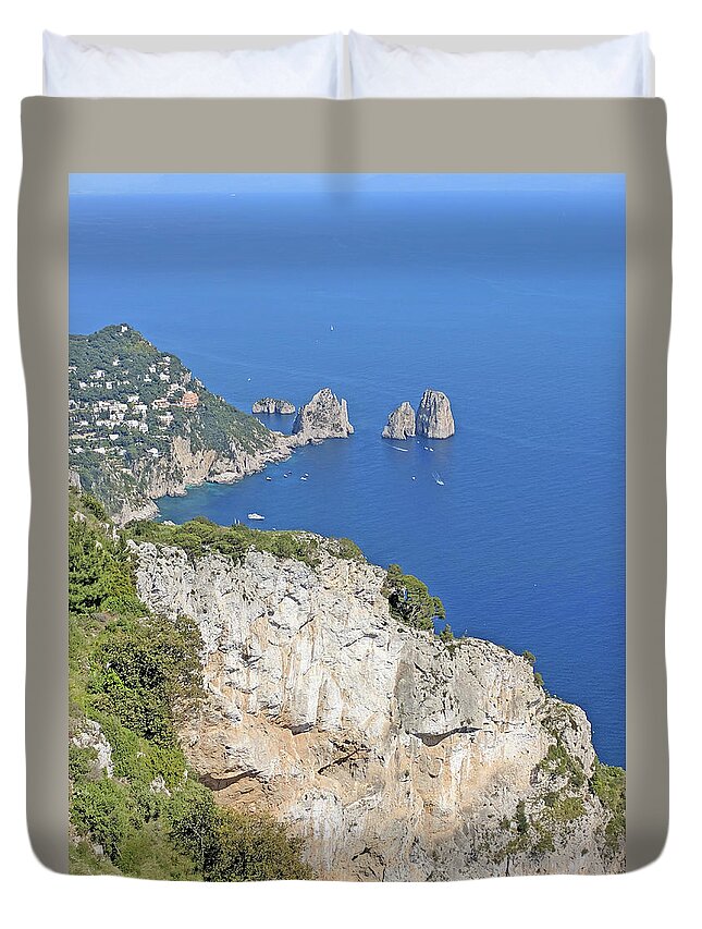 Capri Duvet Cover featuring the photograph Anacapri view by Yvonne Jasinski