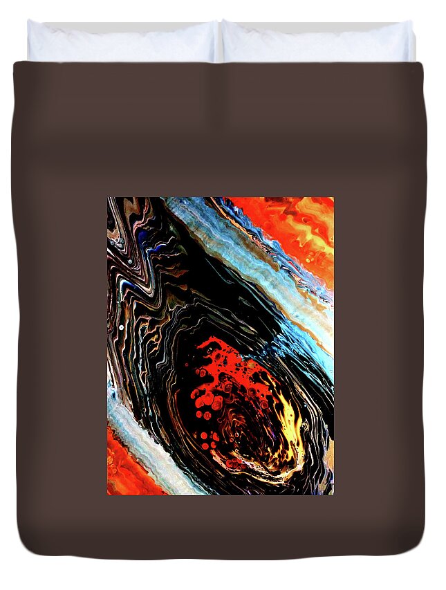 Snake Duvet Cover featuring the painting Anaconda Fire by Anna Adams