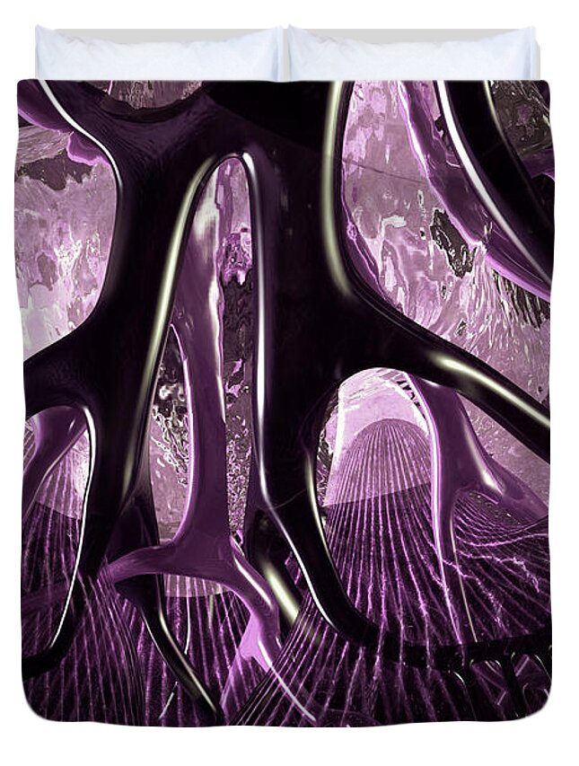Trunk Duvet Cover featuring the digital art Anatomy Abstract 1 Purple Landscape by Russell Kightley