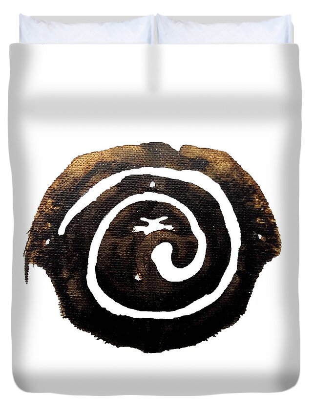 Abstract Duvet Cover featuring the painting Ancient Ammonite by Stephenie Zagorski