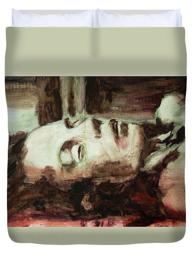 #acrylicpainting Duvet Cover featuring the painting And We Loved Each Other So Much, Study 7 by Veronica Huacuja