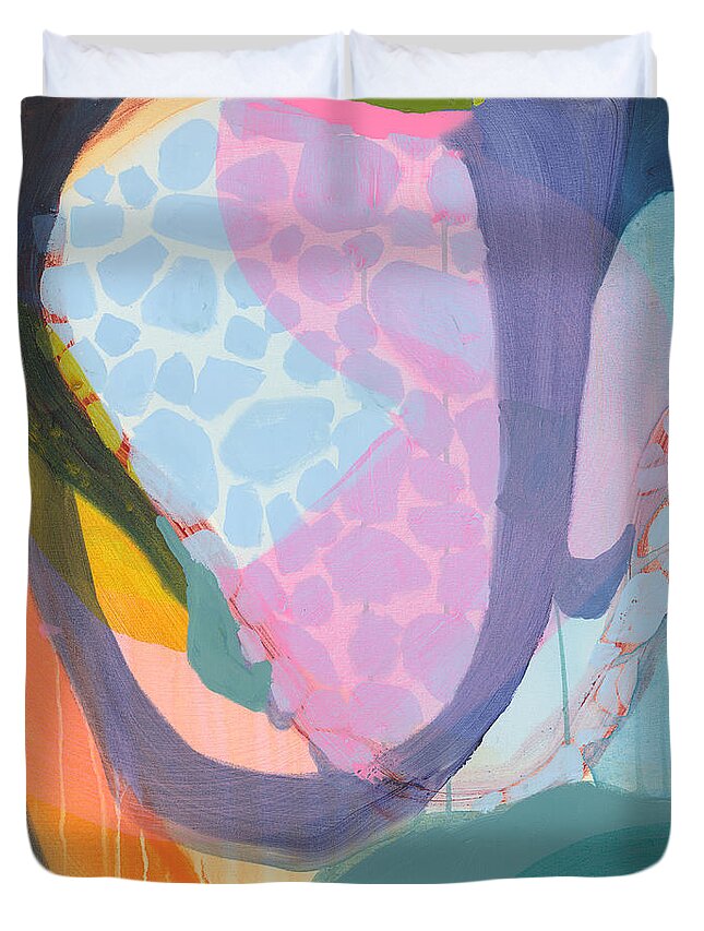 Abstract Duvet Cover featuring the painting Andamos by Claire Desjardins