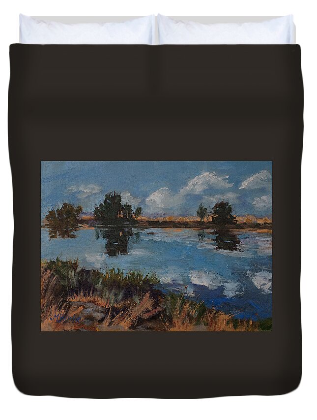 Wyoming River Duvet Cover featuring the painting Andante by Mary Benke
